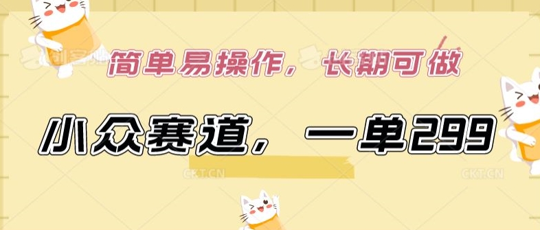 小众赛道，一单299.简单易操作，长期可做-九零网创