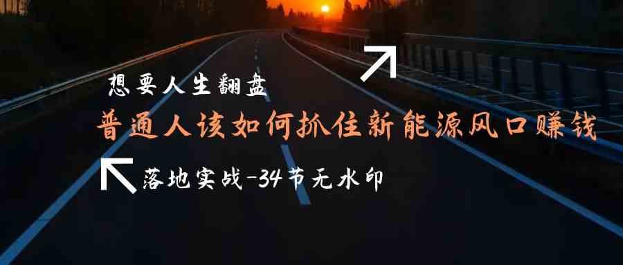 想要人生翻盘，普通人如何抓住新能源风口赚钱，落地实战案例课-九零网创