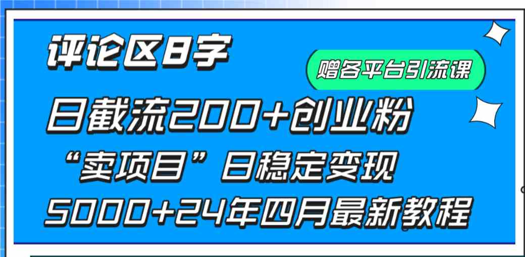 （9851期）评论区8字日载流200+创业粉  日稳定变现5000+24年四月最新教程！-九零网创