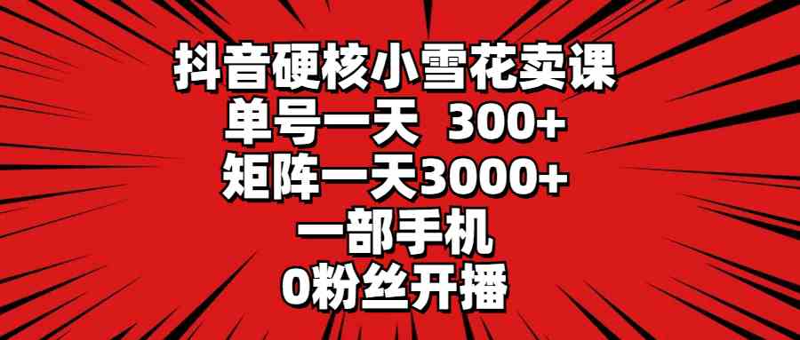 （9551期）抖音硬核小雪花卖课，单号一天300+，矩阵一天3000+，一部手机0粉丝开播-九零网创