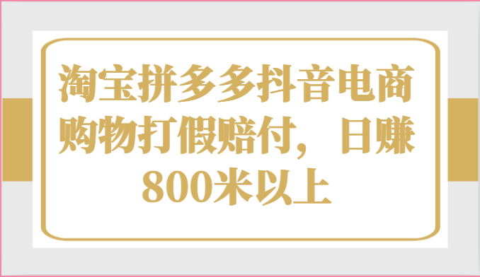 淘宝拼多多抖音电商购物打假赔付，日赚800米以上-九零网创