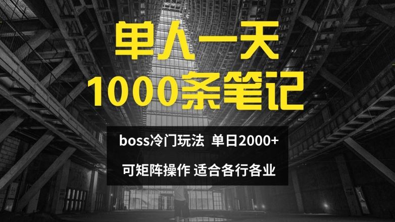 单人一天1000条笔记，日入2000+，BOSS直聘的正确玩法【揭秘】-九零网创