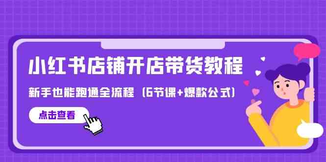 （9883期）最新小红书店铺开店带货教程，新手也能跑通全流程（6节课+爆款公式）-九零网创