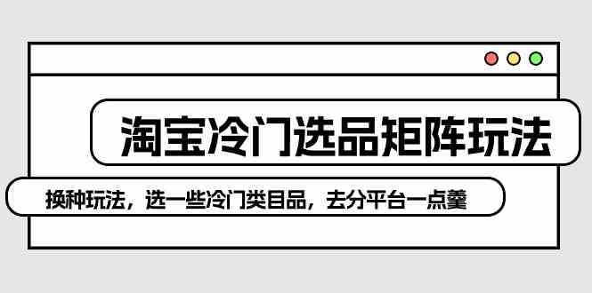 （10159期）淘宝冷门选品矩阵玩法：换种玩法，选一些冷门类目品，去分平台一点羹-九零网创