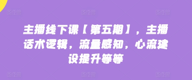 主播线下课【第五期】，主播话术逻辑，流量感知，心流建设提升等等-九零网创