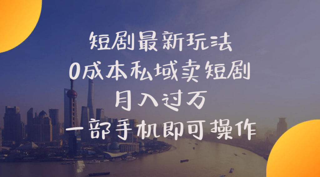 （10716期）短剧最新玩法 0成本私域卖短剧 月入过万 一部手机即可操作-九零网创