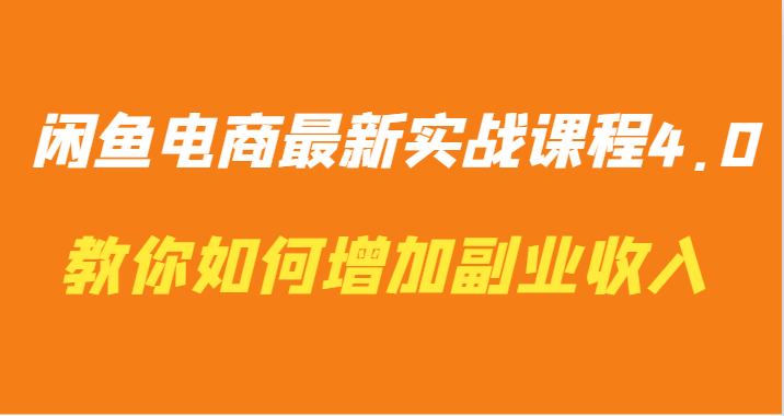 闲鱼电商最新实战课程4.0-教你如何快速增加副业收入-九零网创