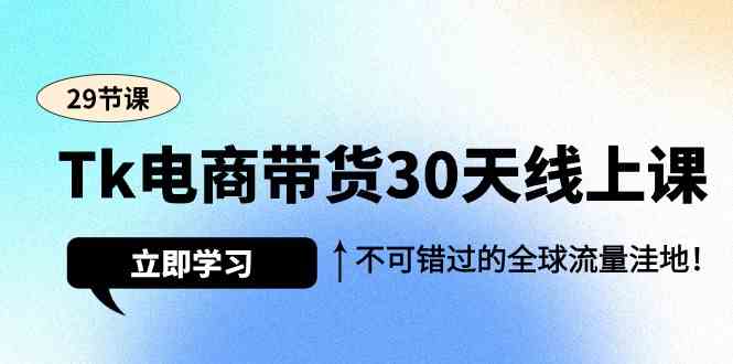 Tk电商带货30天线上课，不可错过的全球流量洼地（29节课）-九零网创