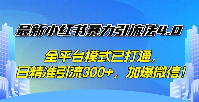 （12505期）最新小红书暴力引流法4.0， 全平台模式已打通，日精准引流300+，加爆微…-九零网创