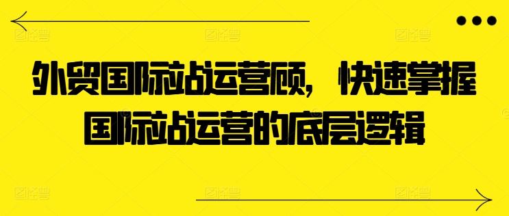 外贸国际站运营顾问，快速掌握国际站运营的底层逻辑-九零网创