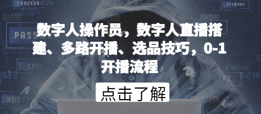 数字人操作员，数字人直播搭建、多路开播、选品技巧，0-1开播流程-九零网创