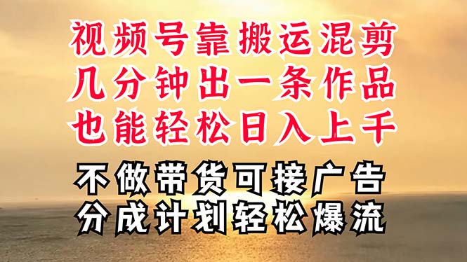 （11087期）深层揭秘视频号项目，是如何靠搬运混剪做到日入过千上万的，带你轻松爆…-九零网创