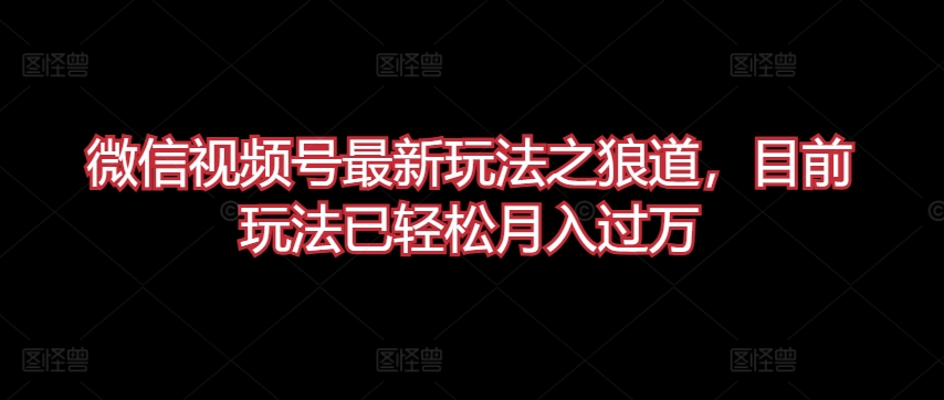 微信视频号最新玩法之狼道，目前玩法已轻松月入过万-九零网创