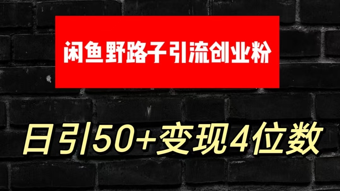 大眼闲鱼野路子引流创业粉，日引50+单日变现四位数-九零网创