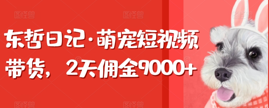 东哲日记·萌宠短视频带货，2天佣金9000+-九零网创