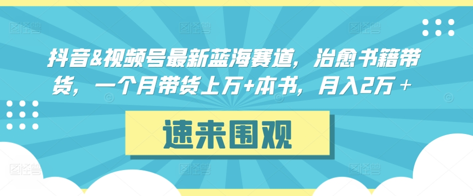 抖音&视频号最新蓝海赛道，治愈书籍带货，一个月带货上万+本书，月入2万＋-九零网创