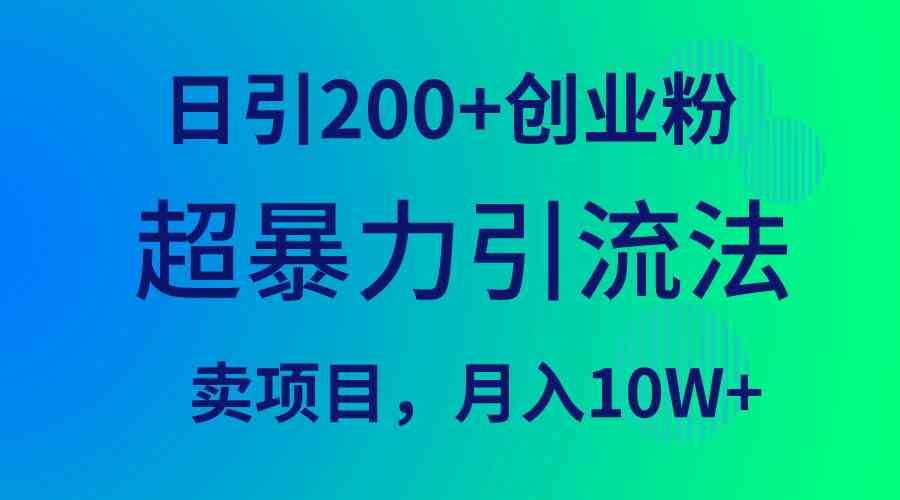 （9654期）超暴力引流法，日引200+创业粉，卖项目月入10W+-九零网创