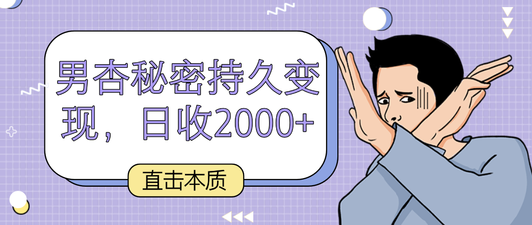 直击本质，男杏秘密持久变现，日收2000+-九零网创