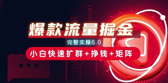 爆款流量掘金_完整实操6.0_小白快速扩群+挣钱+矩阵思路【揭秘】-九零网创