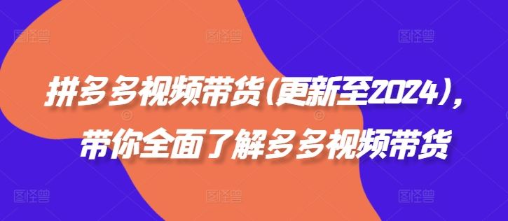 拼多多视频带货(更新至2024)，带你全面了解多多视频带货-九零网创