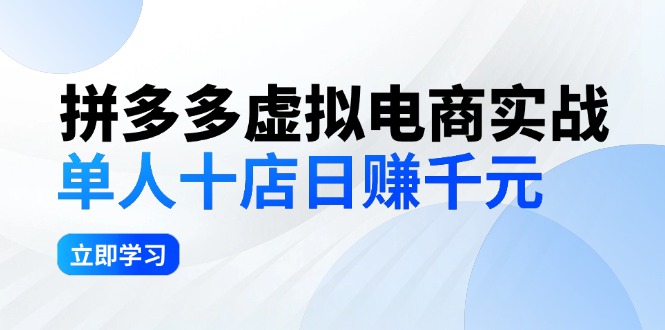 （12326期）拼多多虚拟电商实战：单人10店日赚千元，深耕老项目，稳定盈利不求风口-九零网创
