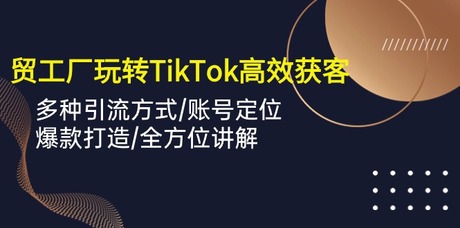 外贸工厂玩转TikTok高效获客，多种引流方式/账号定位/爆款打造/全方位讲解-九零网创