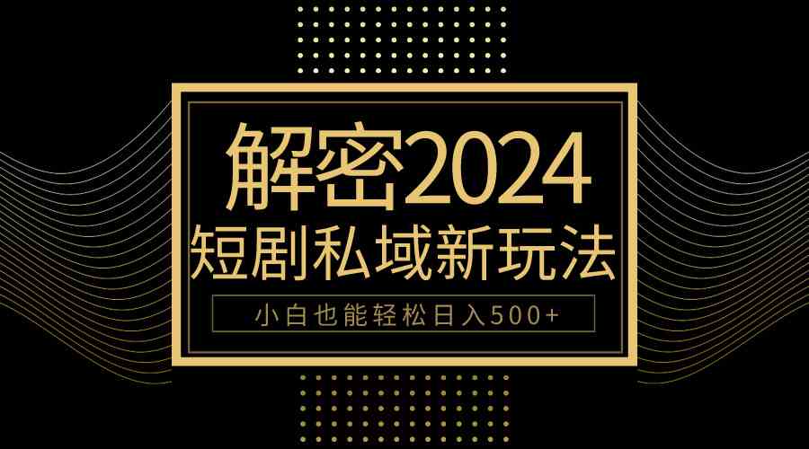（9951期）10分钟教会你2024玩转短剧私域变现，小白也能轻松日入500+-九零网创