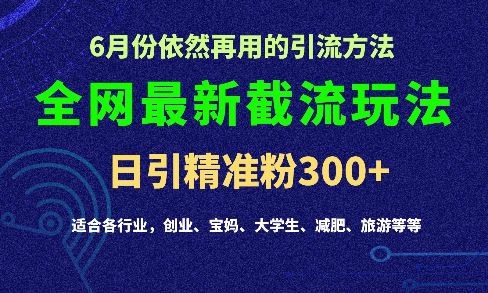 2024全网最新截留玩法，每日引流突破300+-九零网创