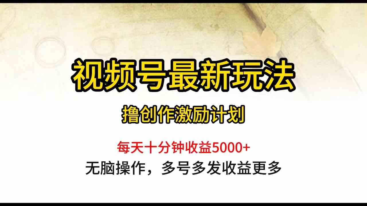 （10087期）视频号最新玩法，每日一小时月入5000+-九零网创