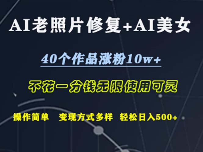 （12489期）AI老照片修复+AI美女玩发  40个作品涨粉10w+  不花一分钱使用可灵  操…-九零网创