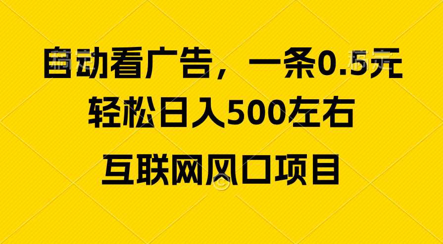 （10306期）广告收益风口，轻松日入500+，新手小白秒上手，互联网风口项目-九零网创