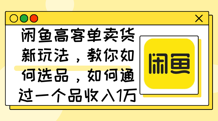 （12387期）闲鱼高客单卖货新玩法，教你如何选品，如何通过一个品收入1万+-九零网创