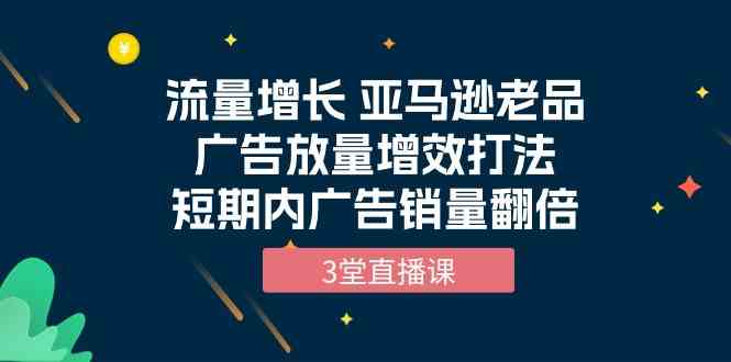 （10112期）流量增长 亚马逊老品广告放量增效打法，短期内广告销量翻倍（3堂直播课）-九零网创