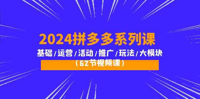 2024拼多多系列课：基础/运营/活动/推广/玩法/大模块（62节视频课）-九零网创