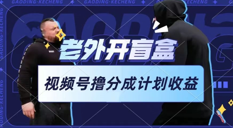 老外开盲盒视频，撸视频号分成计划收益，每天只需一小时，新手小白轻松上手-九零网创