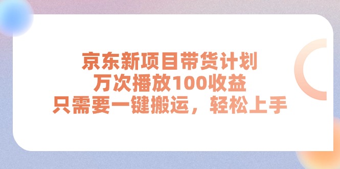 （11300期）京东新项目带货计划，万次播放100收益，只需要一键搬运，轻松上手-九零网创