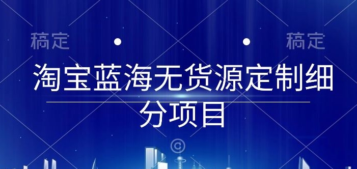淘宝蓝海无货源定制细分项目，从0到起店实操全流程-九零网创