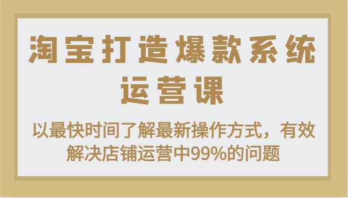 淘宝打造爆款系统运营课：以最快时间了解最新操作方式，有效解决店铺运营中99%的问题-九零网创