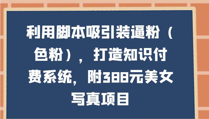 利用脚本吸引装逼粉（色粉），打造知识付费系统，附388元美女写真项目-九零网创