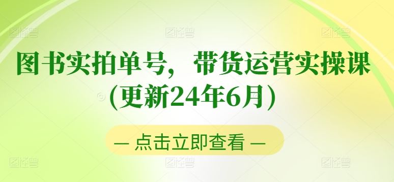 图书实拍单号，带货运营实操课(更新24年6月)，0粉起号，老号转型，零基础入门+进阶-九零网创