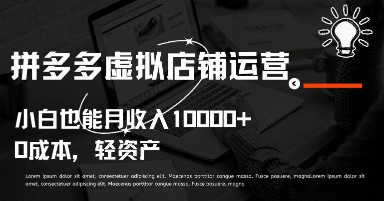 拼多多虚拟店铺运营小白也能月收入10000+-九零网创