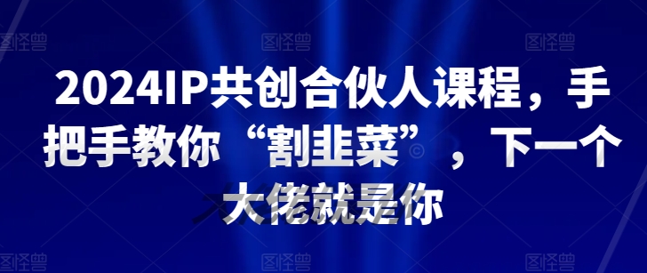 2024IP共创合伙人课程，手把手教你“割韭菜”，下一个大佬就是你-九零网创