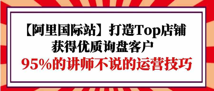 （9976期）【阿里国际站】打造Top店铺-获得优质询盘客户，95%的讲师不说的运营技巧-九零网创