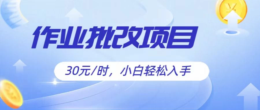 作业批改项目30元/时，小白轻松入手，非常的简单-九零网创