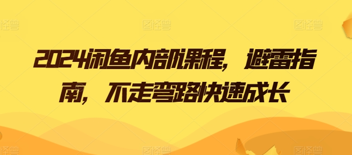 2024闲鱼内部课程，避雷指南，不走弯路快速成长-九零网创