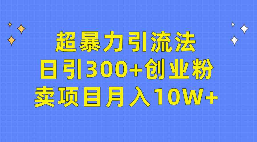 （9954期）超暴力引流法，日引300+创业粉，卖项目月入10W+-九零网创