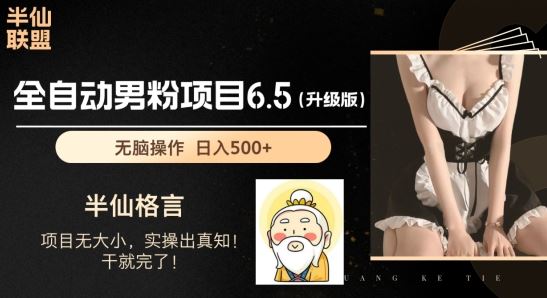 男粉项目6.5升级版，全自动男粉项目，日收入1K+【揭秘】-九零网创