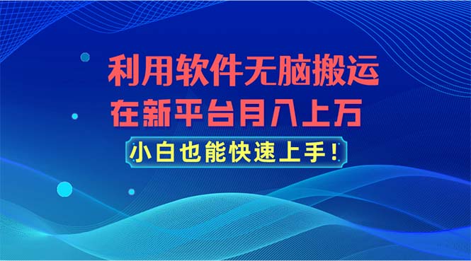 （11078期）利用软件无脑搬运，在新平台月入上万，小白也能快速上手-九零网创